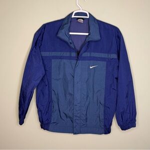 Vintage Nike Jacket men L windbreaker 90’s swoosh center back full zip Y2K blue